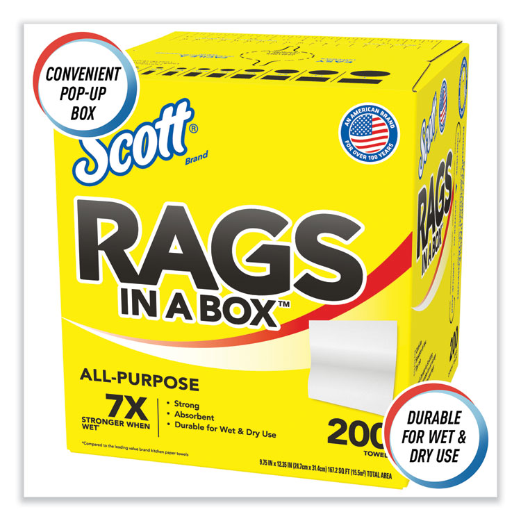 Scott® All-Purpose Rags in a Box POP-UP, 200 Towels/Box
