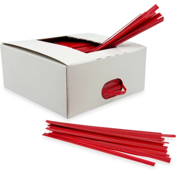 4” Red Plastic Twist Ties | Bulk Pack – 2,000/Case