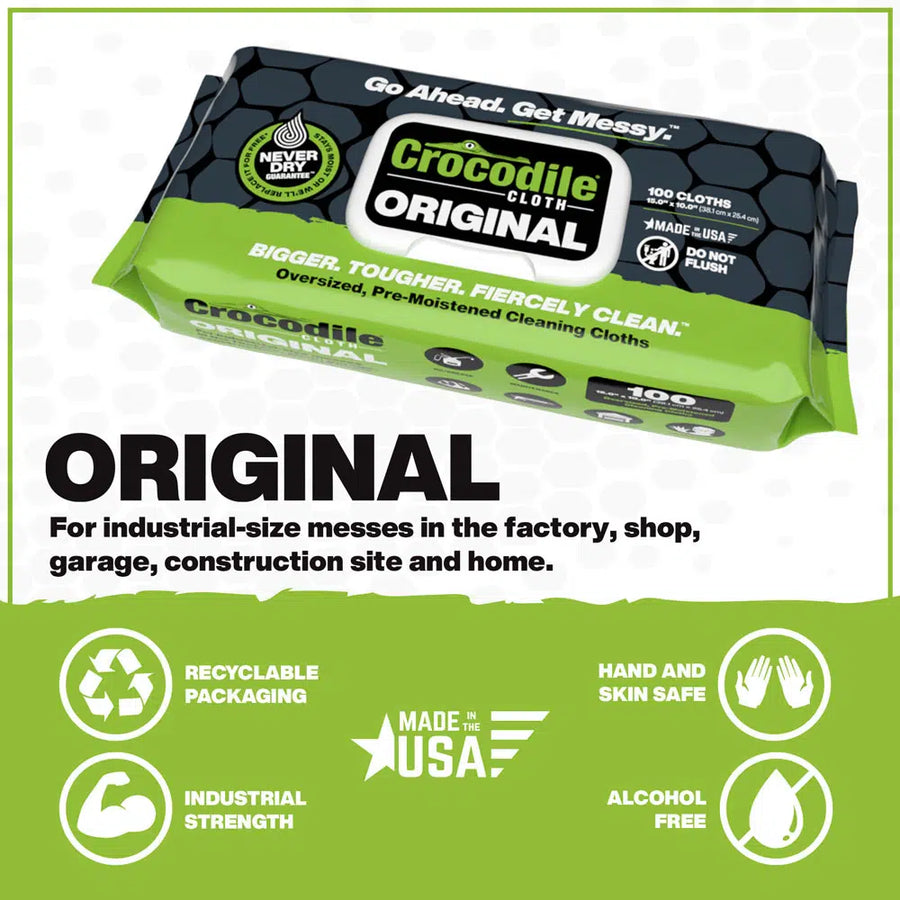 Crocodile Cloth® – Oversized Wipes for Oversized Messes