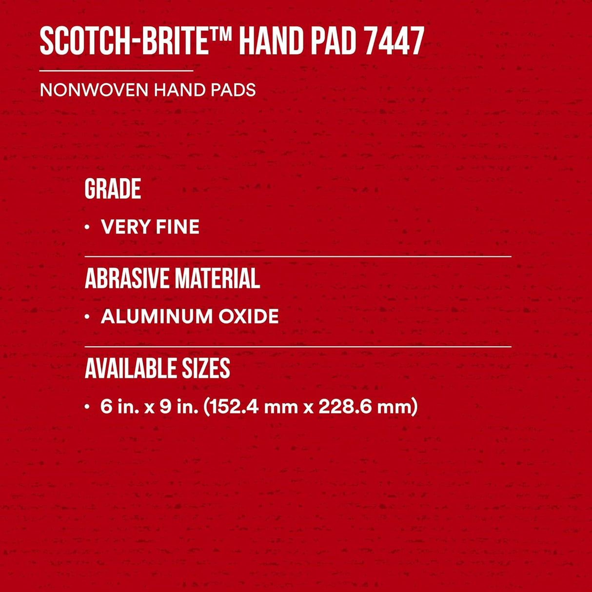 3M Scotch-Brite™ Very Fine Grade Hand Pad| 6” x 9” | 20/Case