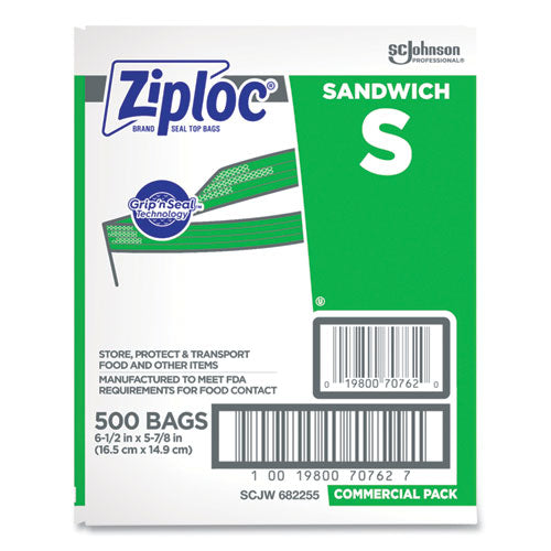 Ziploc® Resealable Sandwich Bags | Grip’nSeal Double Zipper | 6.5” x 6” Clear – 500/Box