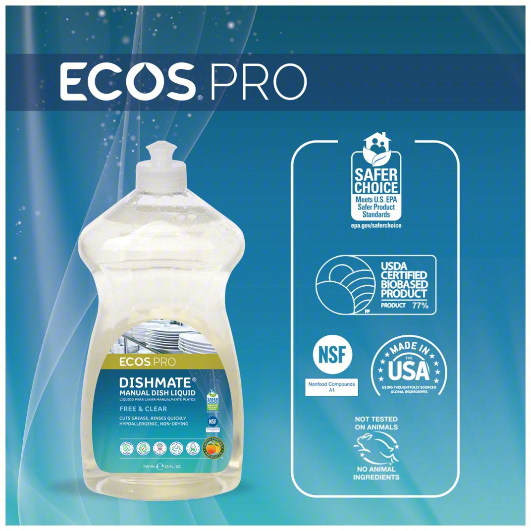 ECOS PRO® Dishmate™ Manual Dish Liquid Unscented | 25oz Bottle