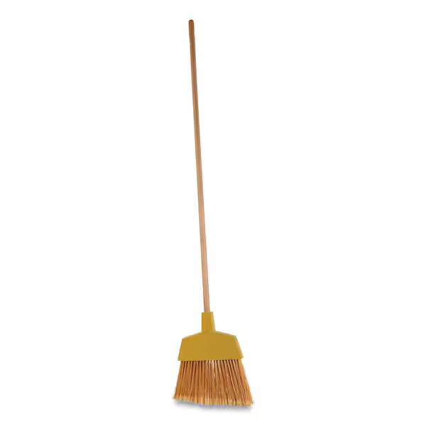 Boardwalk® 53” Angler Broom | Yellow | Plastic Bristles | Wood Handle