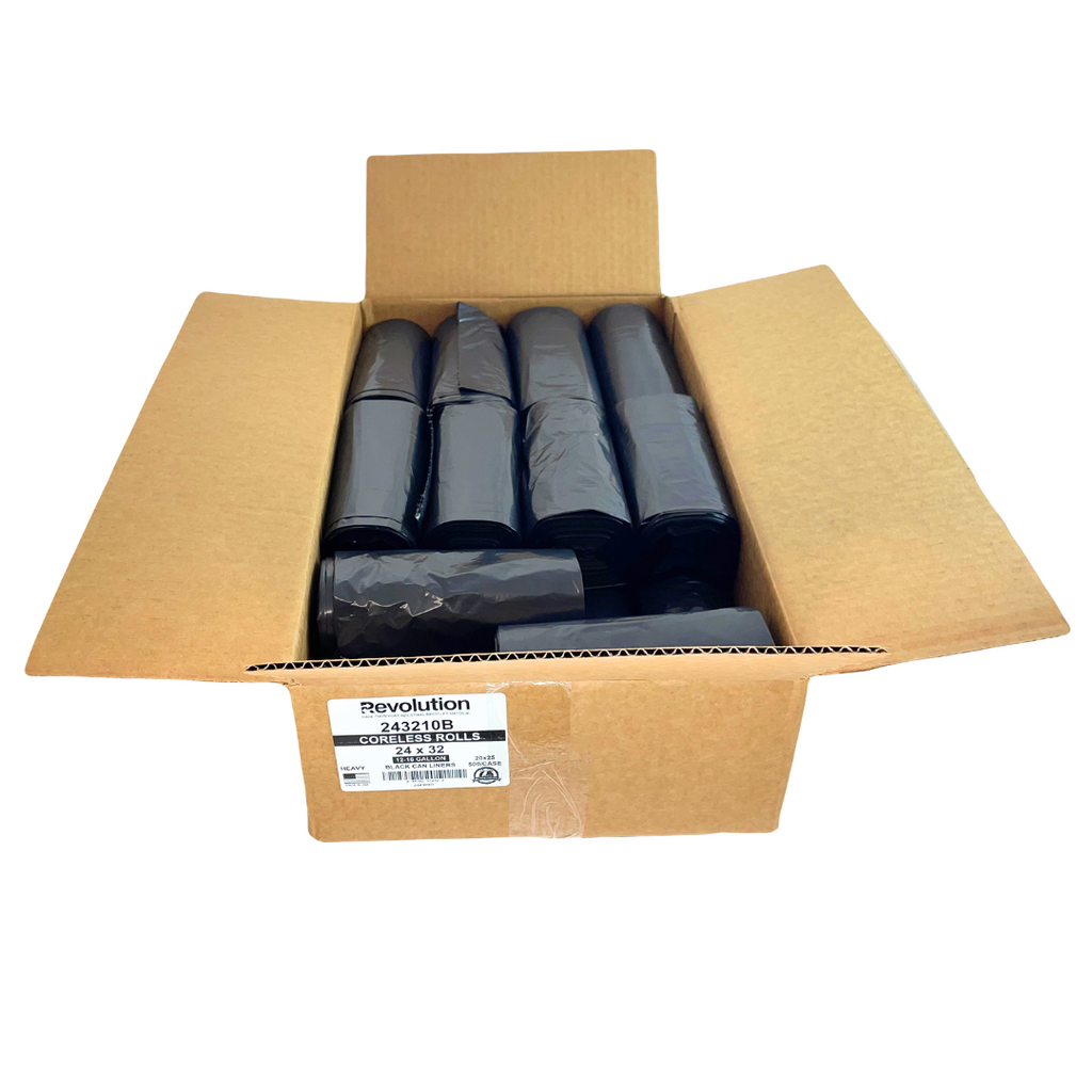 Revolution Bag® Linear Low-Density Star Seal Can Liner | 24x32 | 1 mil | Black | 500 Liners per Case