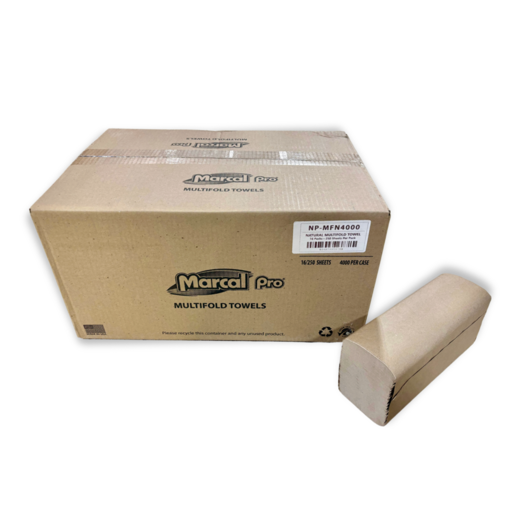 Marcal® Natural Multifold Embossed Paper Towels | 100% Recycled | GREEN SEAL® Certified | 4000 Sheets/Case