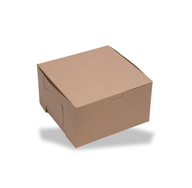 Natural Kraft One-Piece Bakery Boxes – 7” x 7” x 4” | 250 Count