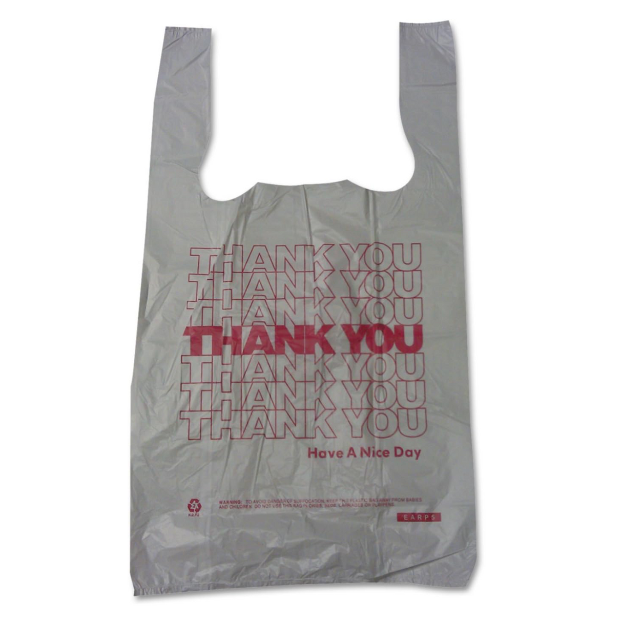 Barnes Paper Company “Thank You” High-Density Shopping Bags | 10” x 5” x 19”, White – 2,000/Carton