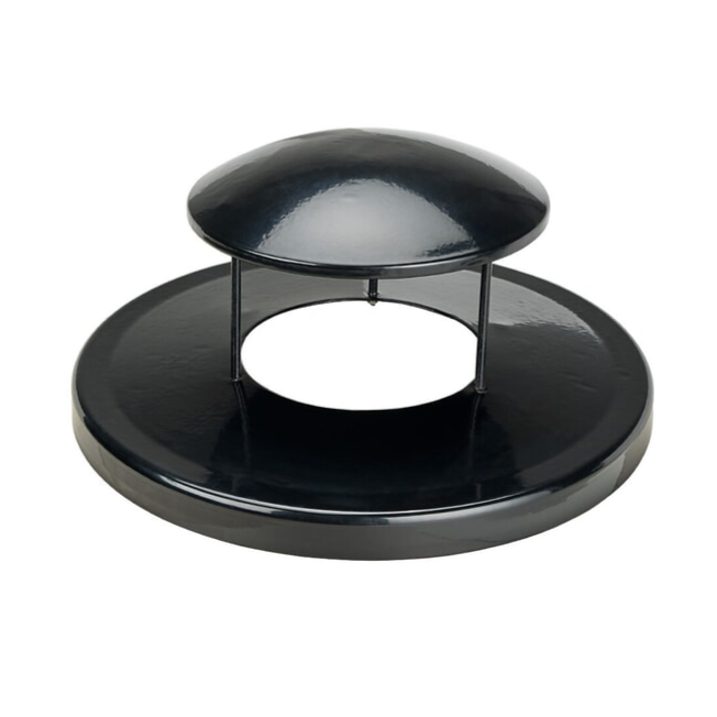 The City™ Series 32-Gallon Outdoor Waste Receptacle with Black Rain Bonnet Lid