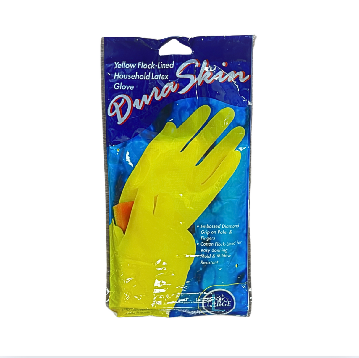DuraSkin® 12” Yellow Latex Flock Lined Gloves – Large