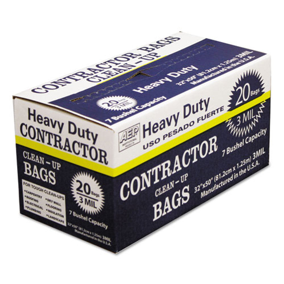 AEP Industries Inc Heavy-Duty Contractor Clean-Up Bags| 32 x 50 | 55-60 gal | 3 mil |  20 Liners/Case