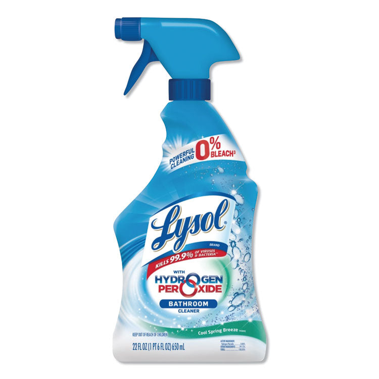 Lysol® Bathroom Cleaner With Hydrogen Peroxide, Cool Spring Breeze, 22oz Trigger Spray Bottle, 12 Bottles per Carton