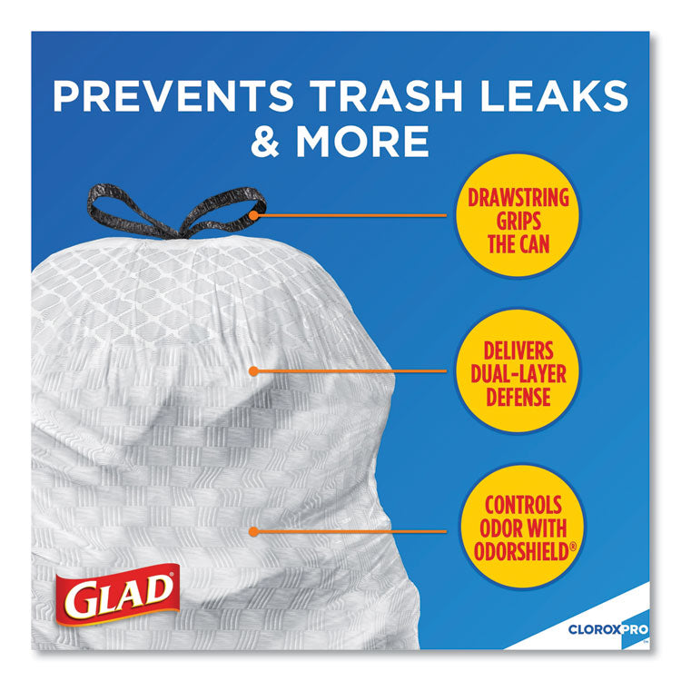 Glad® ForceFlex Tall Kitchen Trash Bags, Gray, 100/box, 0.72mil, 13gal
