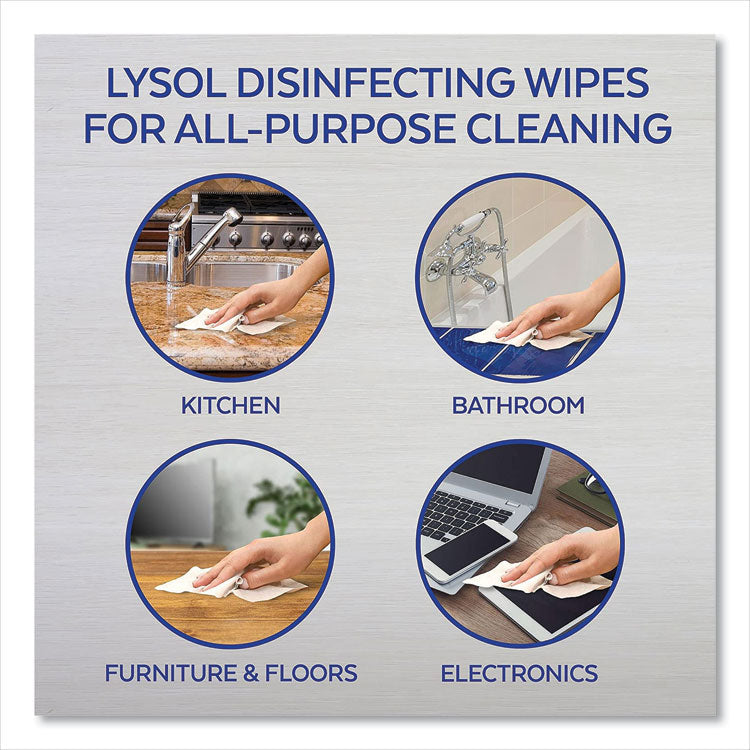 Lysol® Disinfecting Wipes, Lemon and Lime Blossom, 80 Wipes/Canister, 3 Canisters/Pack