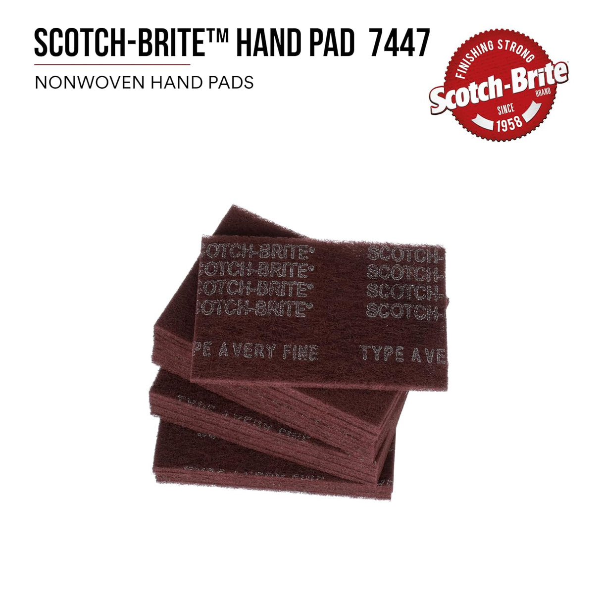 3M Scotch-Brite™ Very Fine Grade Hand Pad| 6” x 9” | 20/Case