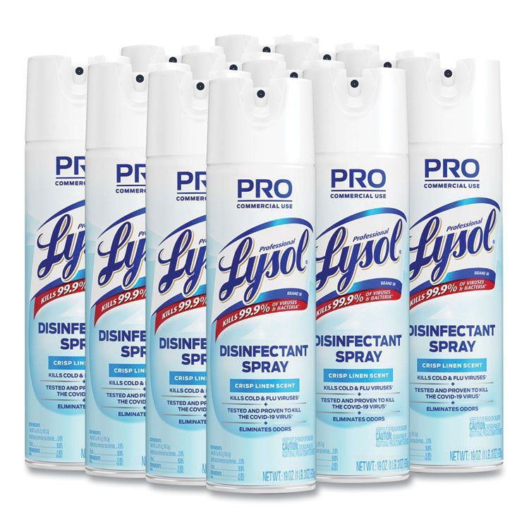 Lysol® Professional Disinfectant Spray Crisp Linen - Pack of 12 - (19 oz./canister)