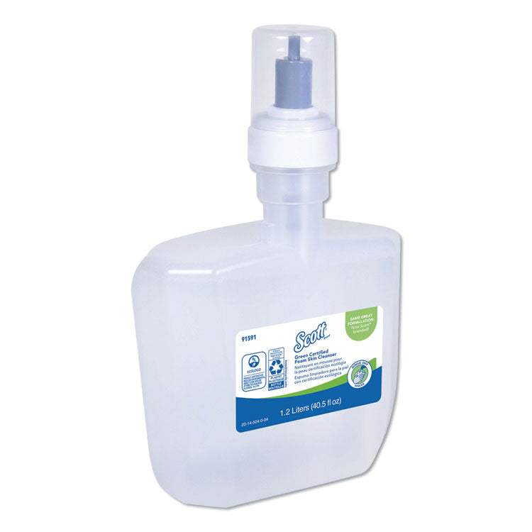 Scott® Green Certified Foaming Skin Cleanser-Unscented, 1,200 mL/bottle, 2 Bottles/Carton