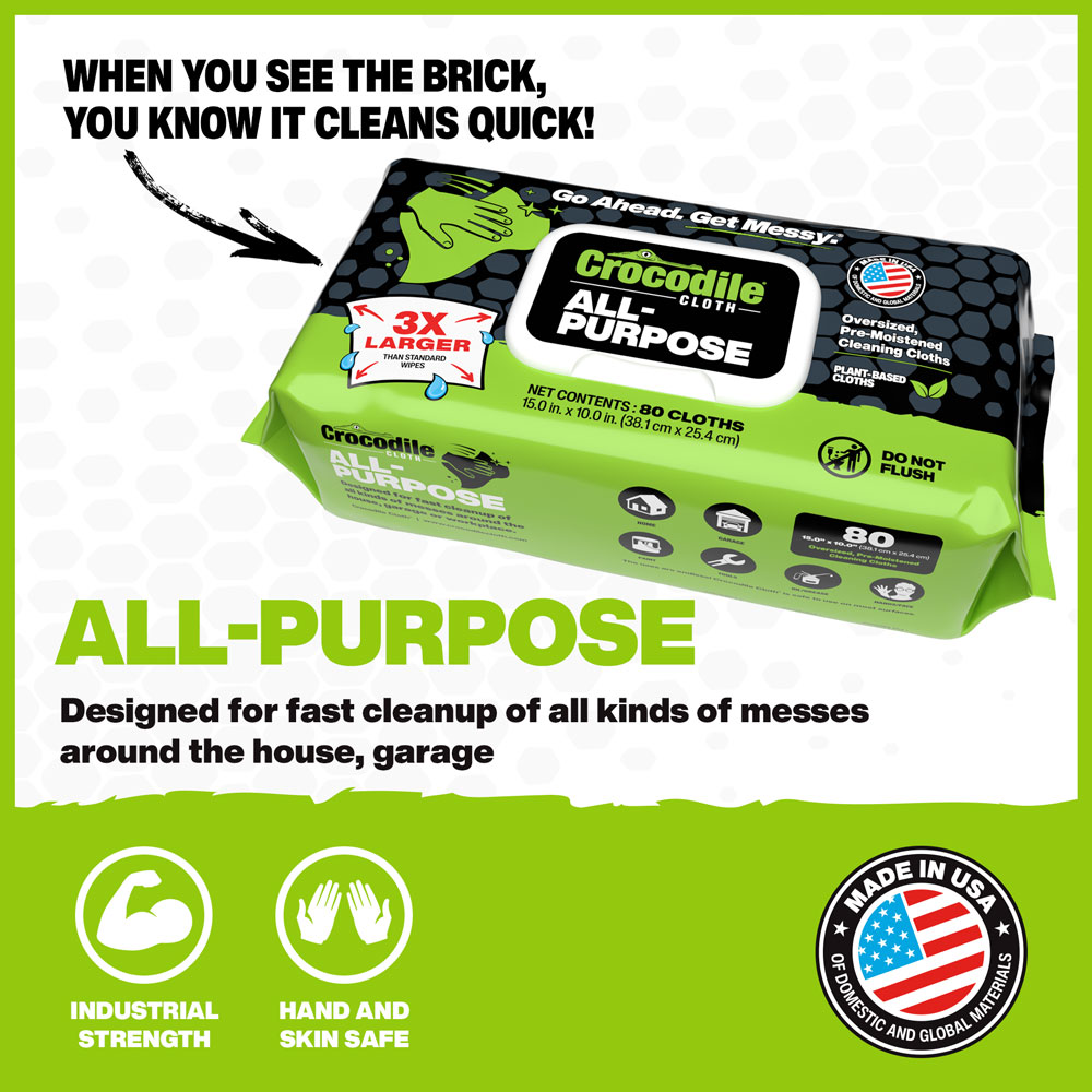 Crocodile Cloth® – Oversized Wipes for Oversized Messes