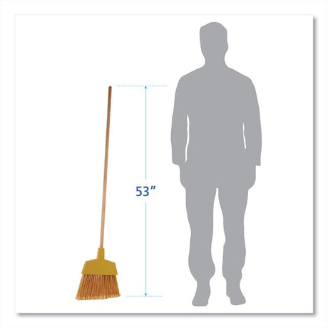 Boardwalk® 53” Angler Broom | Yellow | Plastic Bristles | Wood Handle