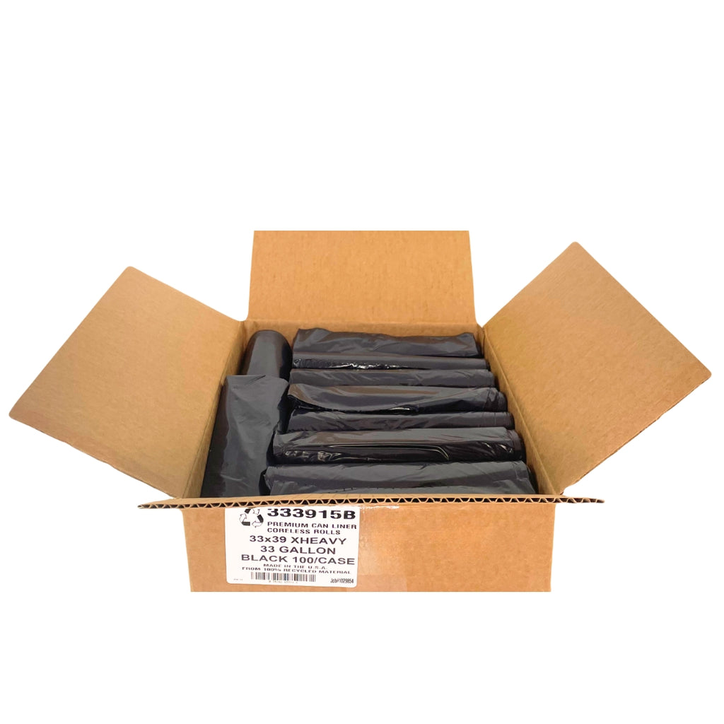 Revolution Bags® Linear Low-Density Star Seal Can Liners | Black | 33x39 | 1.5 Mil | 100 Liners per Case