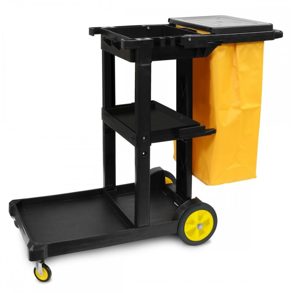 MaxiRough® Janitor Cart Lightweight with Vinyl Bag & Trash Cover